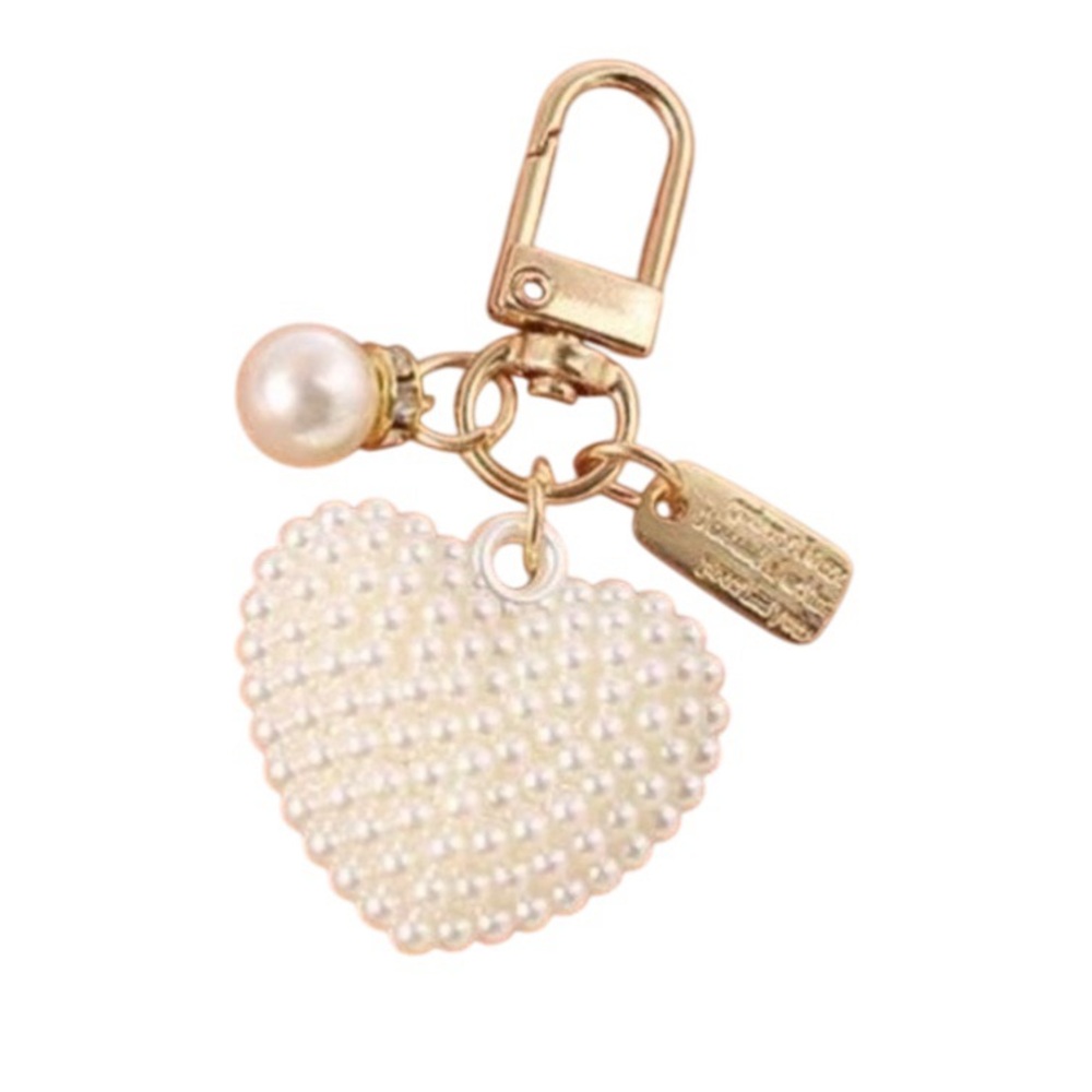NWT Faux Pearl Heart Beaded Bag Charm or Keychain. Bag and Keys Accessories - Picture 9 of 12